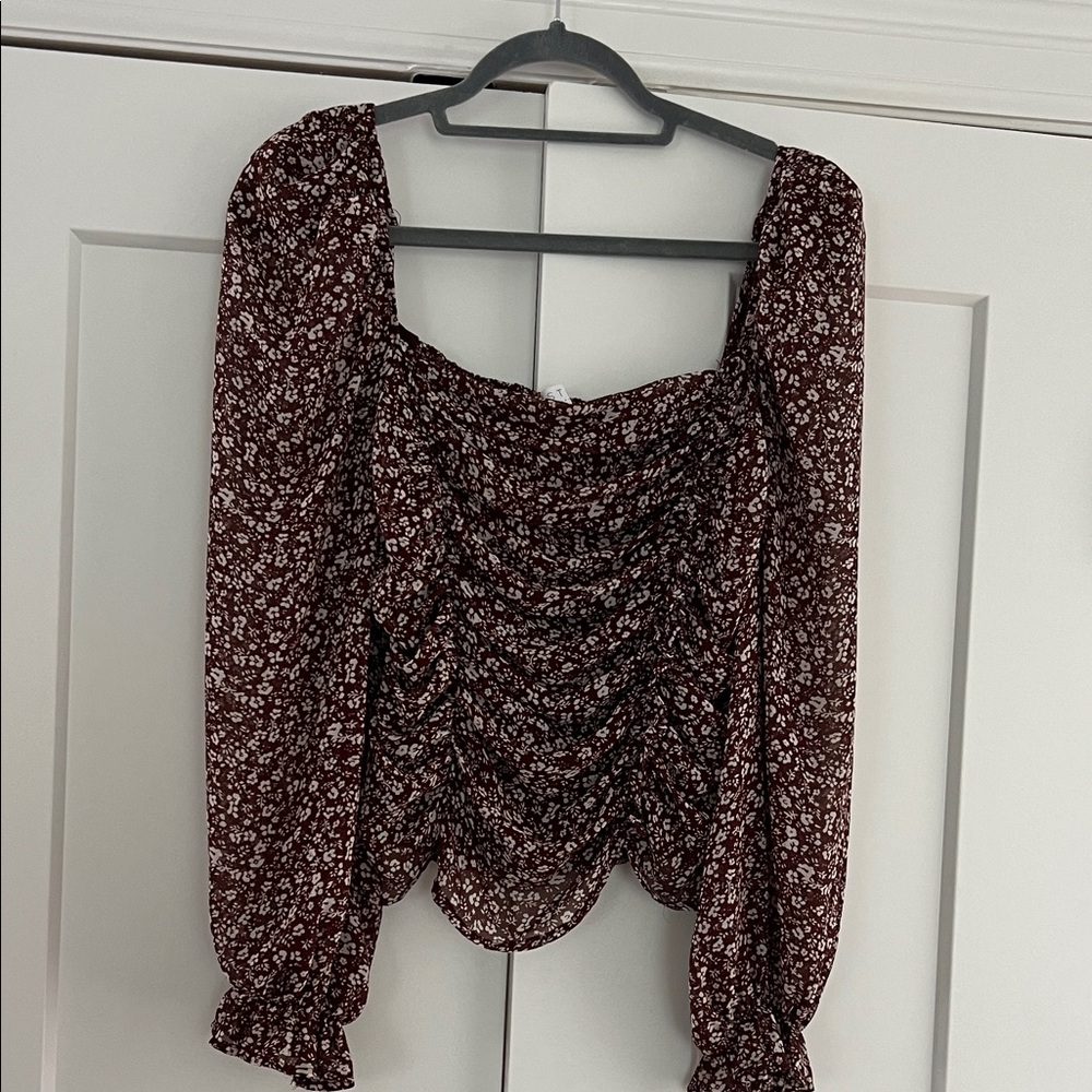 Astr Maroon Floral Crop Top